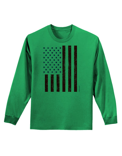 Red and Blue Stamp Style American Flag - Distressed Adult Long Sleeve Shirt by TooLoud-Long Sleeve Shirt-TooLoud-Kelly-Green-Small-Davson Sales