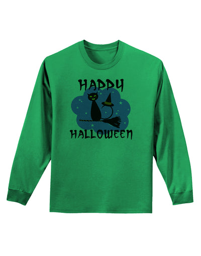 Witch Cat Adult Long Sleeve Shirt-Long Sleeve Shirt-TooLoud-Kelly-Green-Small-Davson Sales