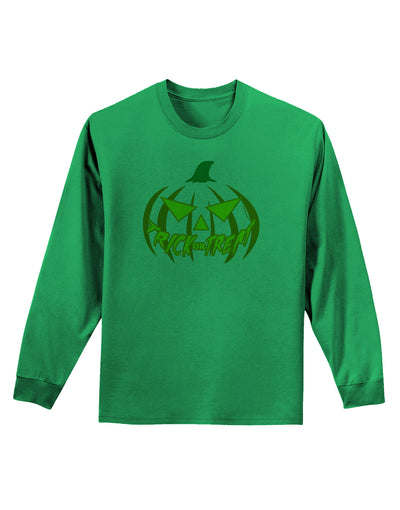 Trick or Treat Jack Yellow Adult Long Sleeve Shirt-Long Sleeve Shirt-TooLoud-Kelly-Green-Small-Davson Sales