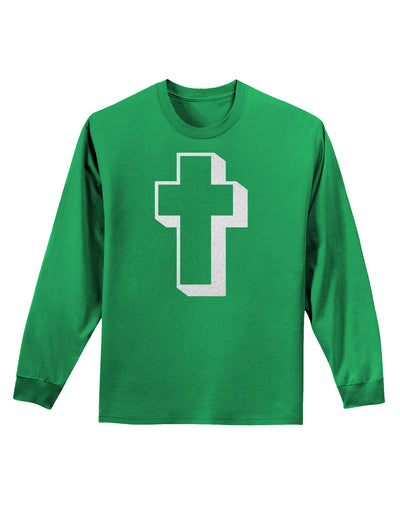 Simple Cross Design Glitter - White Adult Long Sleeve Shirt by TooLoud-Long Sleeve Shirt-TooLoud-Kelly-Green-Small-Davson Sales