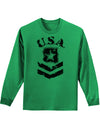 USA Military Army Stencil Logo Adult Long Sleeve Shirt-Long Sleeve Shirt-TooLoud-Kelly-Green-Small-Davson Sales