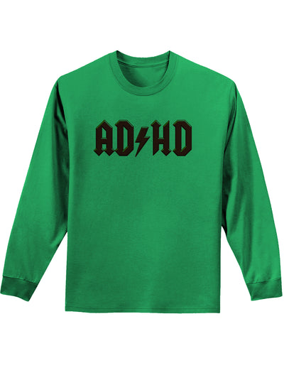 ADHD Lightning Bolt Rockstar Adult Long Sleeve Shirt-Long Sleeve Shirt-TooLoud-Kelly-Green-Small-Davson Sales