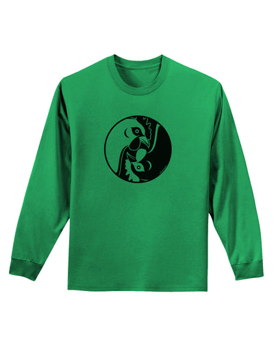 TooLoud Yin Yang Chicken Adult Long Sleeve Shirt-Long Sleeve Shirt-TooLoud-Kelly-Green-Small-Davson Sales