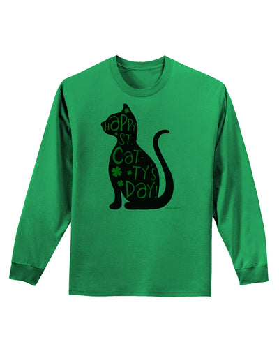 Happy St. Catty's Day - St. Patrick's Day Cat Adult Long Sleeve Shirt by TooLoud-Long Sleeve Shirt-TooLoud-Kelly-Green-Small-Davson Sales