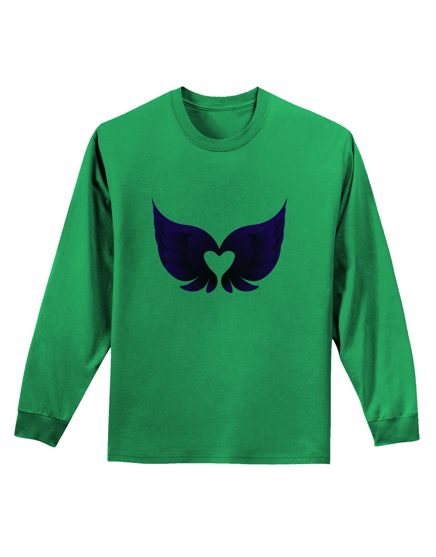 Cute Dark Angel Wings Black and Purple Heart Adult Long Sleeve Shirt-Long Sleeve Shirt-TooLoud-Kelly-Green-Small-Davson Sales