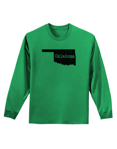 Oklahoma - United States Shape Adult Long Sleeve Shirt by TooLoud-Long Sleeve Shirt-TooLoud-Kelly-Green-Small-Davson Sales