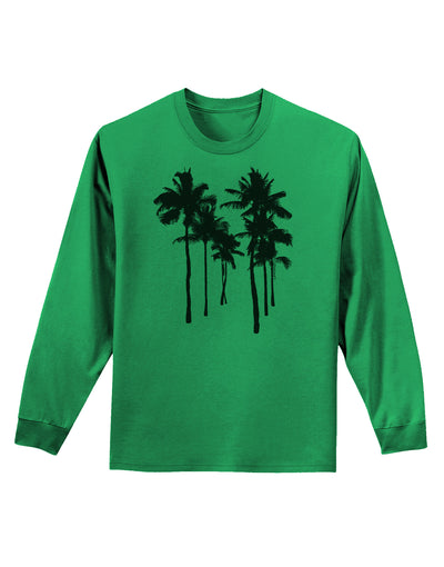 Palm Rows Silhouette Adult Long Sleeve Shirt-Long Sleeve Shirt-TooLoud-Kelly-Green-Small-Davson Sales