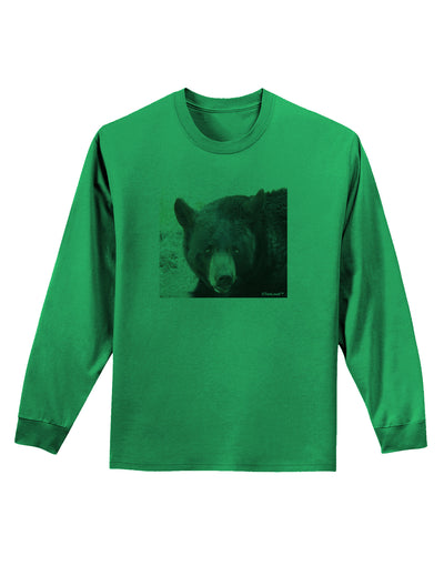 Staring Black Bear Adult Long Sleeve Shirt-Long Sleeve Shirt-TooLoud-Kelly-Green-Small-Davson Sales