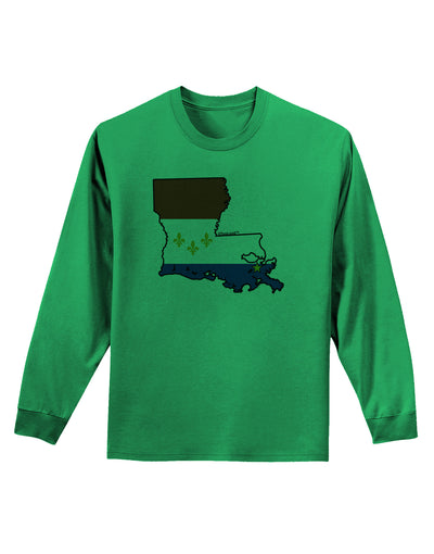 New Orleans Louisiana Flag Adult Long Sleeve Shirt-Long Sleeve Shirt-TooLoud-Kelly-Green-Small-Davson Sales