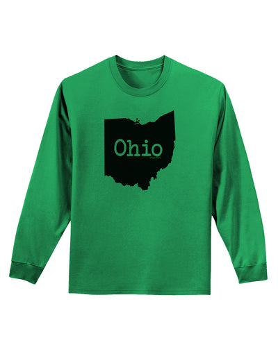 Ohio - United States Shape Adult Long Sleeve Shirt by TooLoud-Long Sleeve Shirt-TooLoud-Kelly-Green-Small-Davson Sales