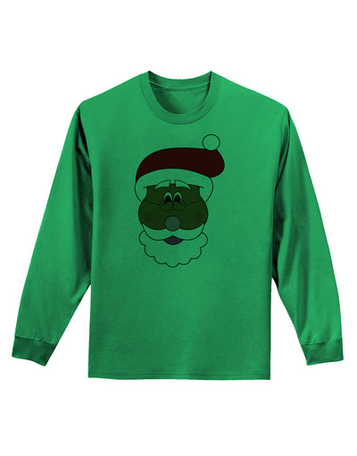 Black Santa Claus Face Christmas Adult Long Sleeve Shirt-Long Sleeve Shirt-TooLoud-Kelly-Green-Small-Davson Sales