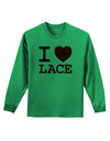 I Love Heart Lace Adult Long Sleeve Shirt-Long Sleeve Shirt-TooLoud-Kelly-Green-Small-Davson Sales