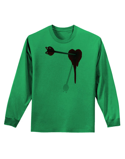 Cupid's Arrow Heart Shot Wound Adult Long Sleeve Shirt-Long Sleeve Shirt-TooLoud-Kelly-Green-Small-Davson Sales