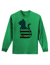 Patriotic Cat Design Adult Long Sleeve Shirt by TooLoud-Long Sleeve Shirt-TooLoud-Kelly-Green-Small-Davson Sales