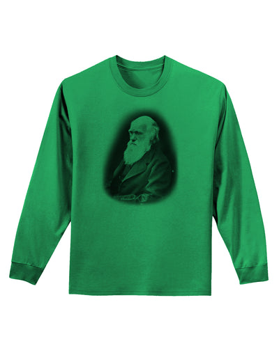 Charles Darwin Black and White Adult Long Sleeve Shirt by TooLoud-Long Sleeve Shirt-TooLoud-Kelly-Green-Small-Davson Sales