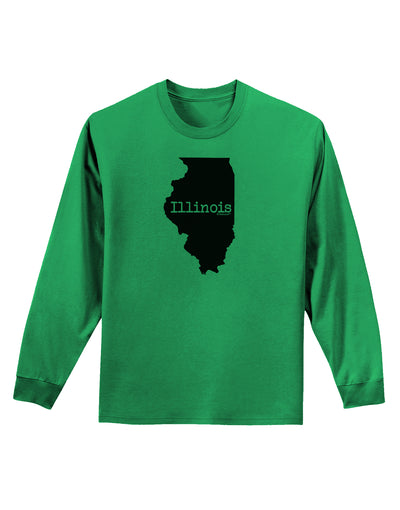 Illinois - United States Shape Adult Long Sleeve Shirt by TooLoud-Long Sleeve Shirt-TooLoud-Kelly-Green-Small-Davson Sales