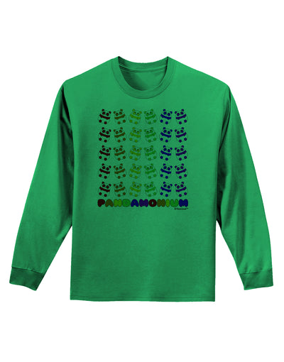 Pandamonium Rainbow Pandas Adult Long Sleeve Shirt by TooLoud-Long Sleeve Shirt-TooLoud-Kelly-Green-Small-Davson Sales