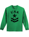 USA Military Star Stencil Logo Adult Long Sleeve Shirt-Long Sleeve Shirt-TooLoud-Kelly-Green-Small-Davson Sales