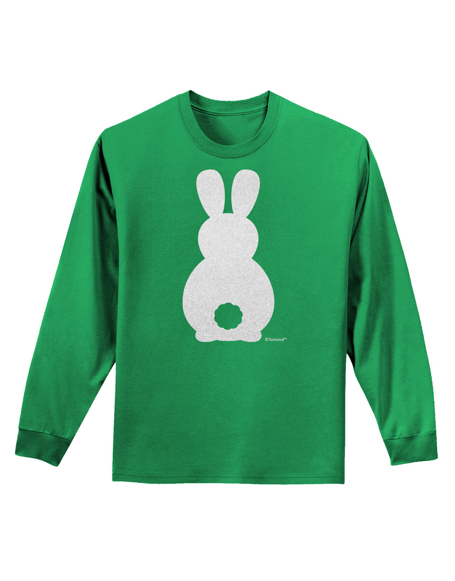 Cute Bunny Silhouette with Tail - White Glitter Adult Long Sleeve Shirt by TooLoud-Long Sleeve Shirt-TooLoud-AshGray-Small-Davson Sales