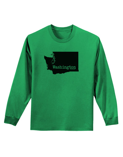 Washington - United States Shape Adult Long Sleeve Shirt-Long Sleeve Shirt-TooLoud-Kelly-Green-Small-Davson Sales