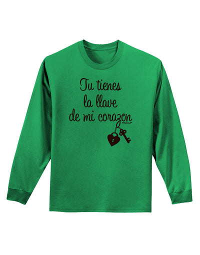 Tu Tienes La Llave De Mi Corazon Adult Long Sleeve Shirt by TooLoud-Long Sleeve Shirt-TooLoud-Kelly-Green-Small-Davson Sales