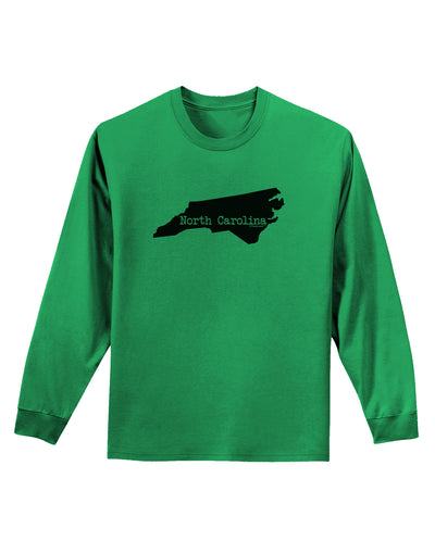 North Carolina - United States Shape Adult Long Sleeve Shirt by TooLoud-Long Sleeve Shirt-TooLoud-Kelly-Green-Small-Davson Sales