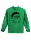 Cute Santa Claus Face Faux Applique Adult Long Sleeve Shirt-Long Sleeve Shirt-TooLoud-Kelly-Green-Small-Davson Sales
