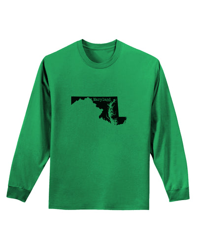 Maryland - United States Shape Adult Long Sleeve Shirt by TooLoud-Long Sleeve Shirt-TooLoud-Kelly-Green-Small-Davson Sales