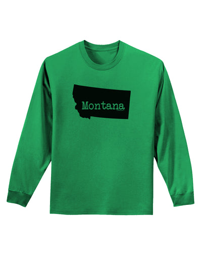 Montana - United States Shape Adult Long Sleeve Shirt by TooLoud-Long Sleeve Shirt-TooLoud-Kelly-Green-Small-Davson Sales
