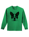 Cute Boston Terrier Dog Face Adult Long Sleeve Shirt-Long Sleeve Shirt-TooLoud-Kelly-Green-Small-Davson Sales