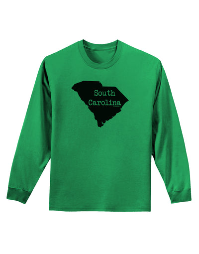 South Carolina - United States Shape Adult Long Sleeve Shirt by TooLoud-Long Sleeve Shirt-TooLoud-Kelly-Green-Small-Davson Sales