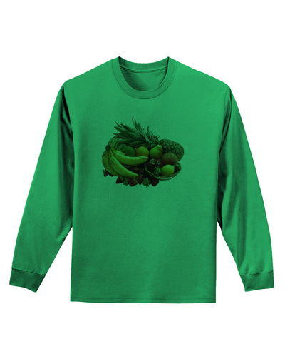 Fruit Basket Still Life Adult Long Sleeve Shirt-Long Sleeve Shirt-TooLoud-Kelly-Green-Small-Davson Sales