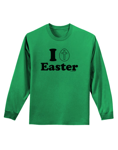 I Egg Cross Easter Design Adult Long Sleeve Shirt by TooLoud-Long Sleeve Shirt-TooLoud-Kelly-Green-Small-Davson Sales