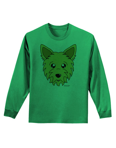 Cute Yorkshire Terrier Yorkie Dog Adult Long Sleeve Shirt by TooLoud-Long Sleeve Shirt-TooLoud-Kelly-Green-Small-Davson Sales