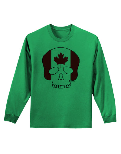 Skull Flag Canada Adult Long Sleeve Shirt-Long Sleeve Shirt-TooLoud-Kelly-Green-Small-Davson Sales