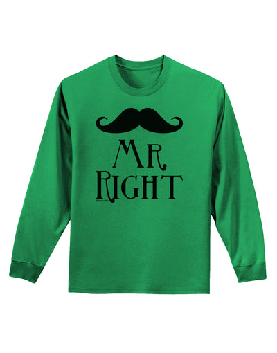 - Mr Right Adult Long Sleeve Shirt-Long Sleeve Shirt-TooLoud-Kelly-Green-Small-Davson Sales