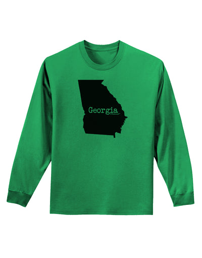 Georgia - United States Shape Adult Long Sleeve Shirt by TooLoud-Long Sleeve Shirt-TooLoud-Kelly-Green-Small-Davson Sales