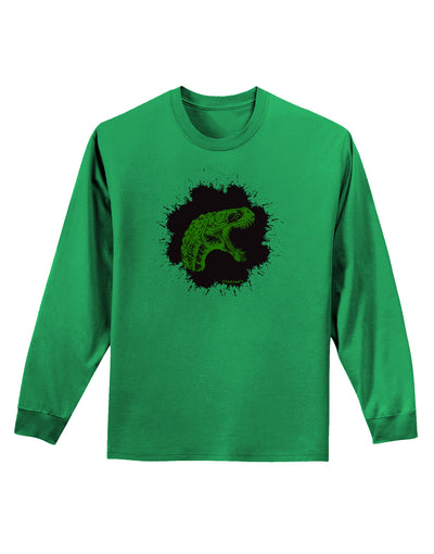 Jurassic Dinosaur Face Blood Splatter Adult Long Sleeve Shirt by TooLoud-Long Sleeve Shirt-TooLoud-Kelly-Green-Small-Davson Sales