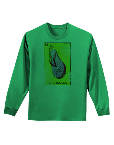 La Chancla Loteria Distressed Adult Long Sleeve Shirt by-Long Sleeve Shirt-TooLoud-Kelly-Green-Small-Davson Sales