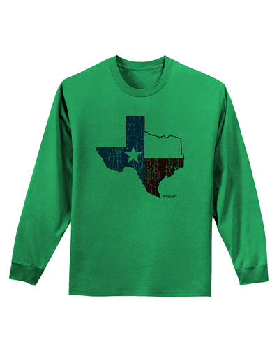 State of Texas Flag Design - Distressed Adult Long Sleeve Shirt-Long Sleeve Shirt-TooLoud-Kelly-Green-Small-Davson Sales