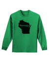 Wisconsin - United States Shape Adult Long Sleeve Shirt-Long Sleeve Shirt-TooLoud-Kelly-Green-Small-Davson Sales