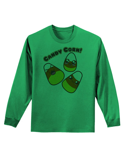 Cute Kawaii Candy Corn Halloween Adult Long Sleeve Shirt-Long Sleeve Shirt-TooLoud-Kelly-Green-Small-Davson Sales