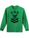 USA Military Navy Stencil Logo Adult Long Sleeve Shirt-Long Sleeve Shirt-TooLoud-Kelly-Green-Small-Davson Sales