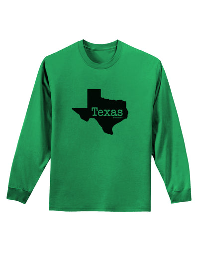 Texas - United States Shape Adult Long Sleeve Shirt by TooLoud-Long Sleeve Shirt-TooLoud-Kelly-Green-Small-Davson Sales