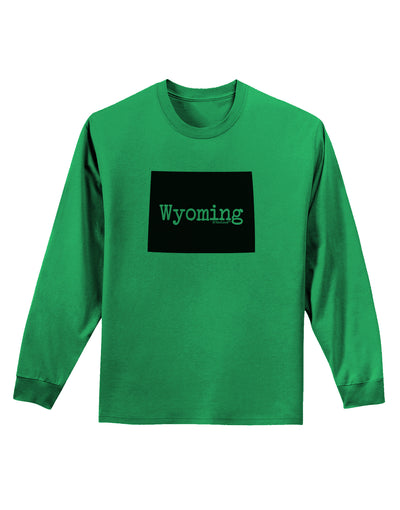 Wyoming - United States Shape Adult Long Sleeve Shirt-Long Sleeve Shirt-TooLoud-Kelly-Green-Small-Davson Sales