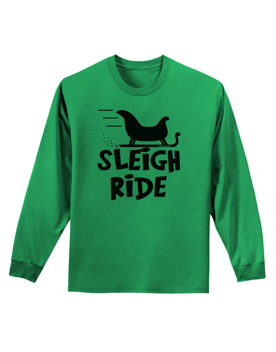 Sleigh Ride BnW Adult Long Sleeve Shirt-Long Sleeve Shirt-TooLoud-Kelly-Green-Small-Davson Sales