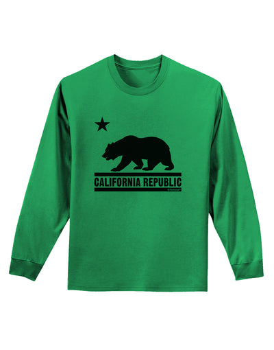 California Republic Design - Cali Bear Adult Long Sleeve Shirt by TooLoud-Long Sleeve Shirt-TooLoud-Kelly-Green-Small-Davson Sales
