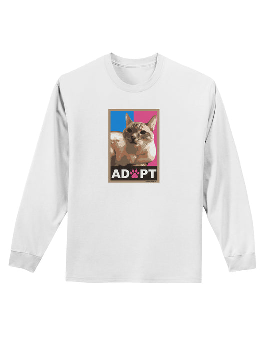 Adopt Cute Kitty Cat Adoption Adult Long Sleeve Shirt-Long Sleeve Shirt-TooLoud-White-Small-Davson Sales
