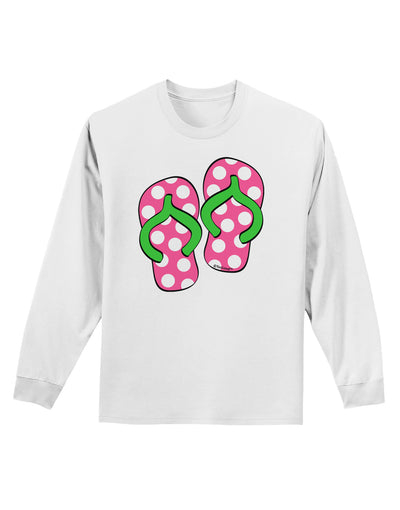 Cute Polka Dot Flip Flops - Pink and Green Adult Long Sleeve Shirt-Long Sleeve Shirt-TooLoud-White-Small-Davson Sales