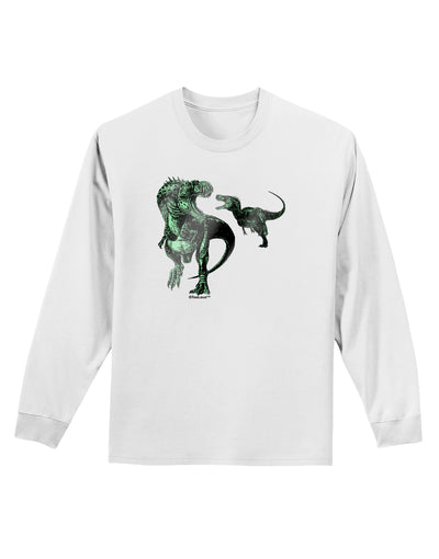 Jurassic Dinosaur Metallic - Silver Adult Long Sleeve Shirt by TooLoud-Long Sleeve Shirt-TooLoud-White-Small-Davson Sales